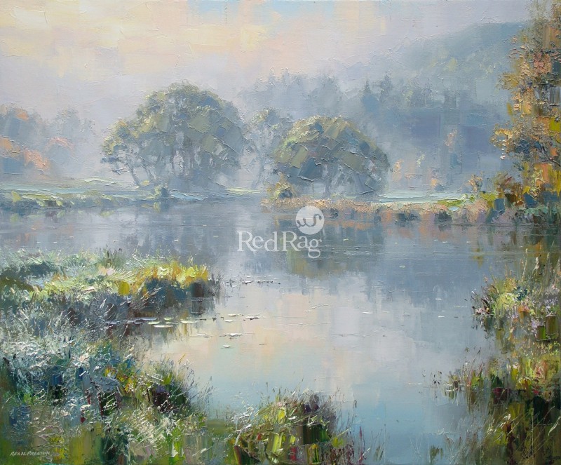 Rex PRESTON - Morning Light, River Brathay, near Elterwater